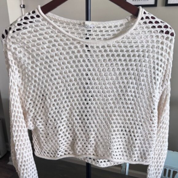 Garage. Cream Crochet Crop Sweater. Women's XS. - Picture 1 of 3